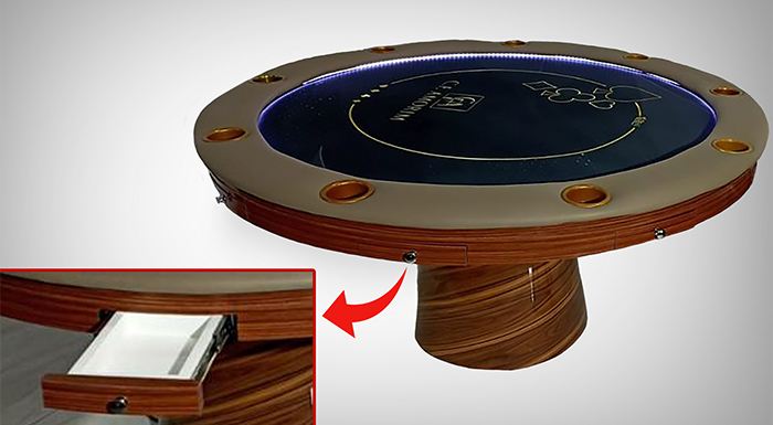 Mesa de Carteado Redonda com Gavetas para Objetos Exclusiva - R13